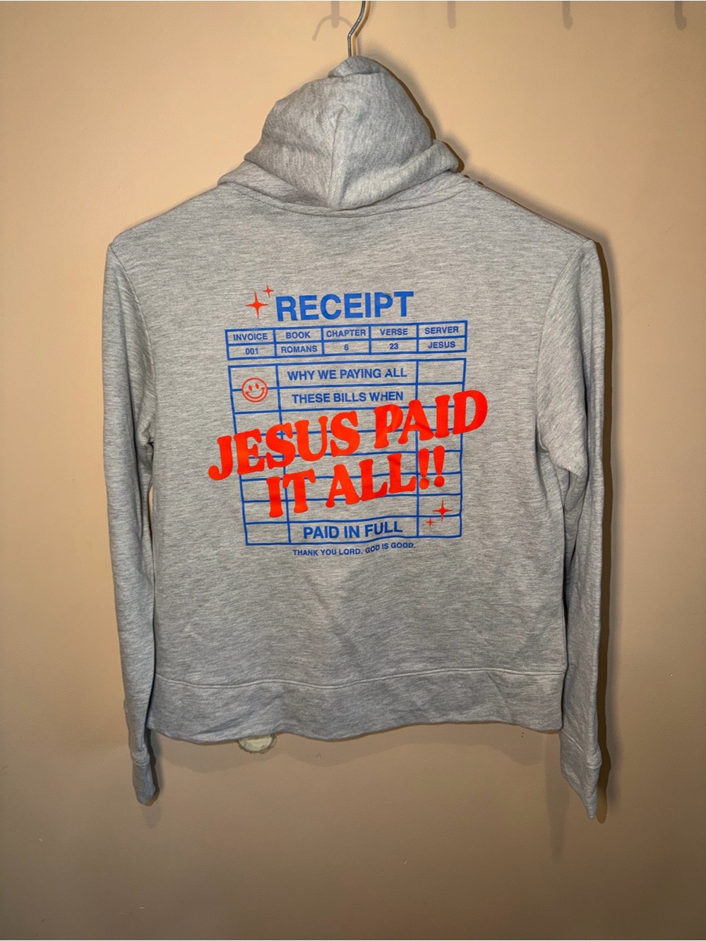 NWOT Alternative Apparel Women’s Gray Zip Up Jesus Graphic Hoodie